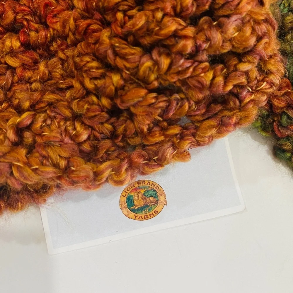 Lion Brand Yarns handmade knit hat and infinity neck scarf bundle